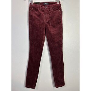 OAT High Rise Skinny Burgundy Corduroy Pants Stretch Fitted Fall Winter Size 25